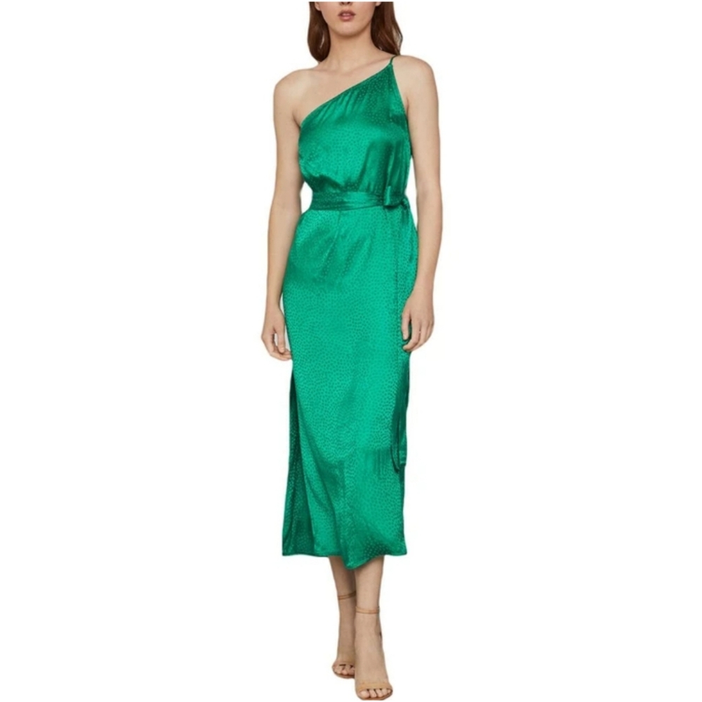 🔥BcbgMaxAzria Sapphire Green One Shoulder Dress
